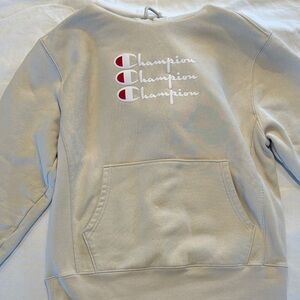 Champion Light Gray Hoodie with Logo